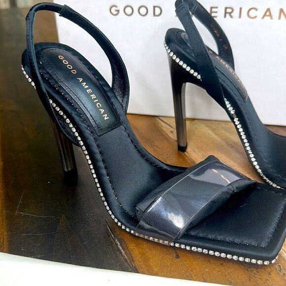 Good American Open Square Toe Heels - Picture 1 of 8